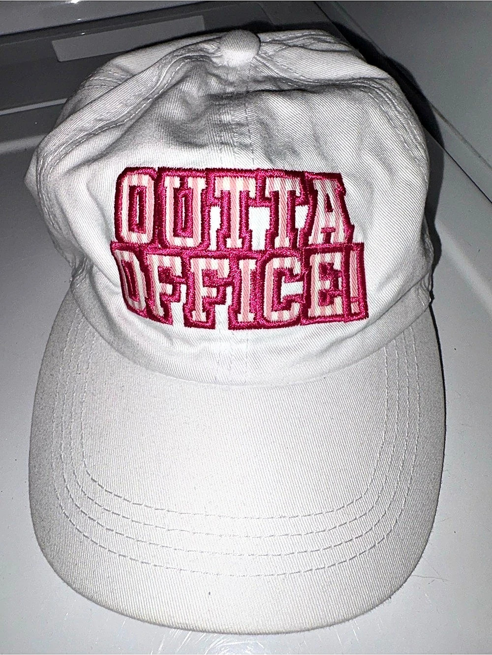 Outta Office Baseball Cap White Embroidered